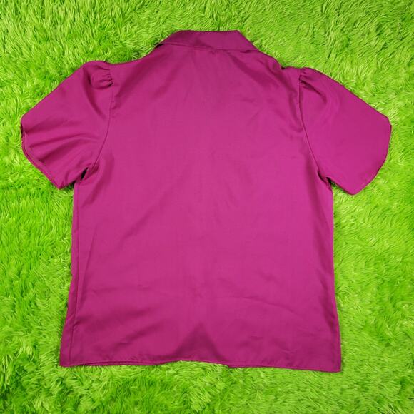 Vintage Pink Button Up Blouse with Removable Pearl Necklace - Picture 2 of 4